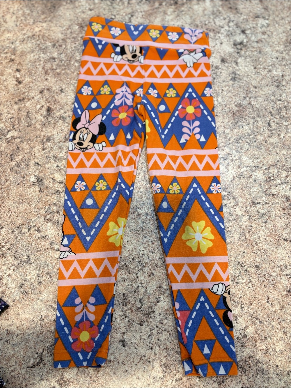 LuLaRoe Kids Orange & Blue Minnie Mouse Patterned Leggings